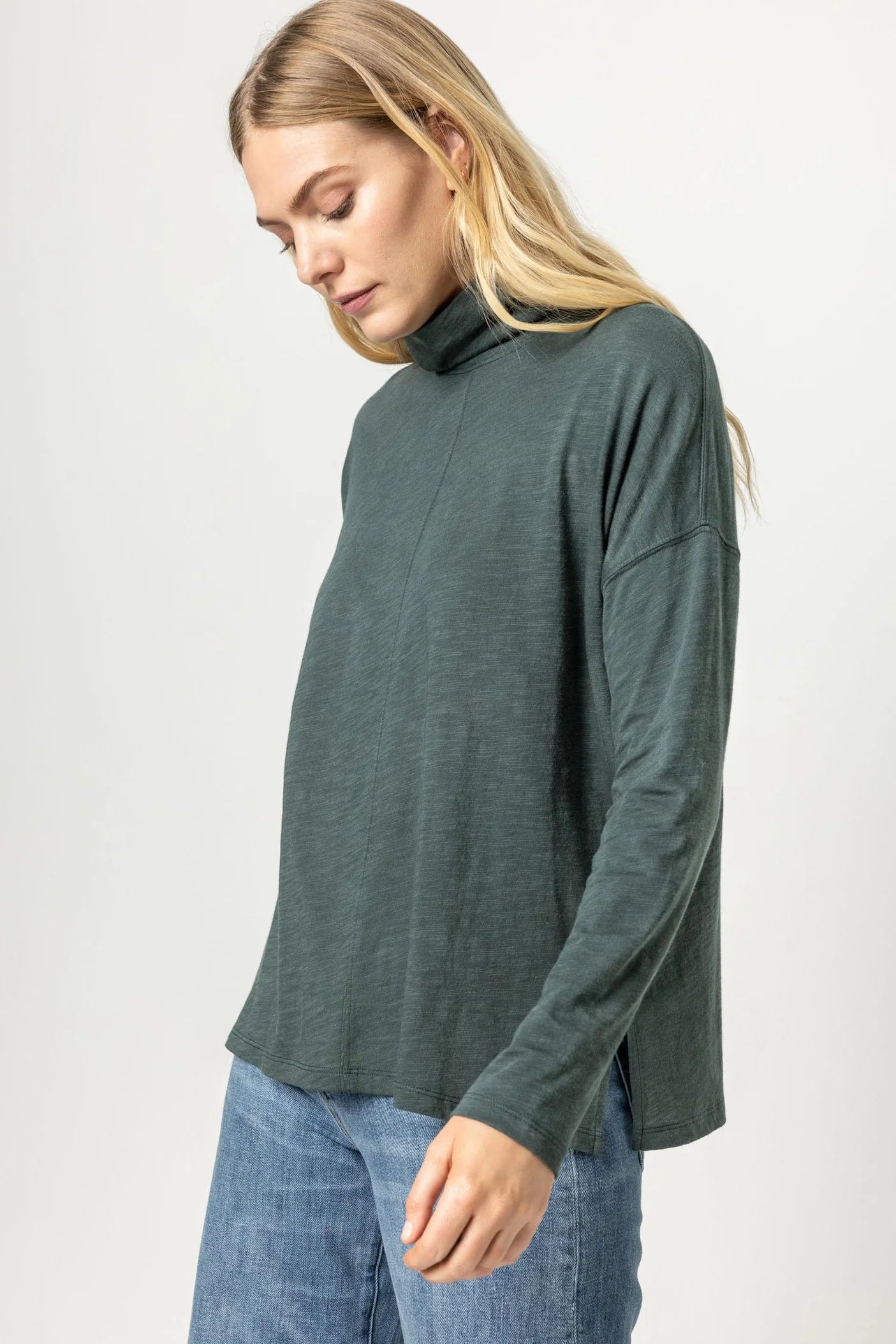 Long Sleeve Easy Mock Neck in Elm