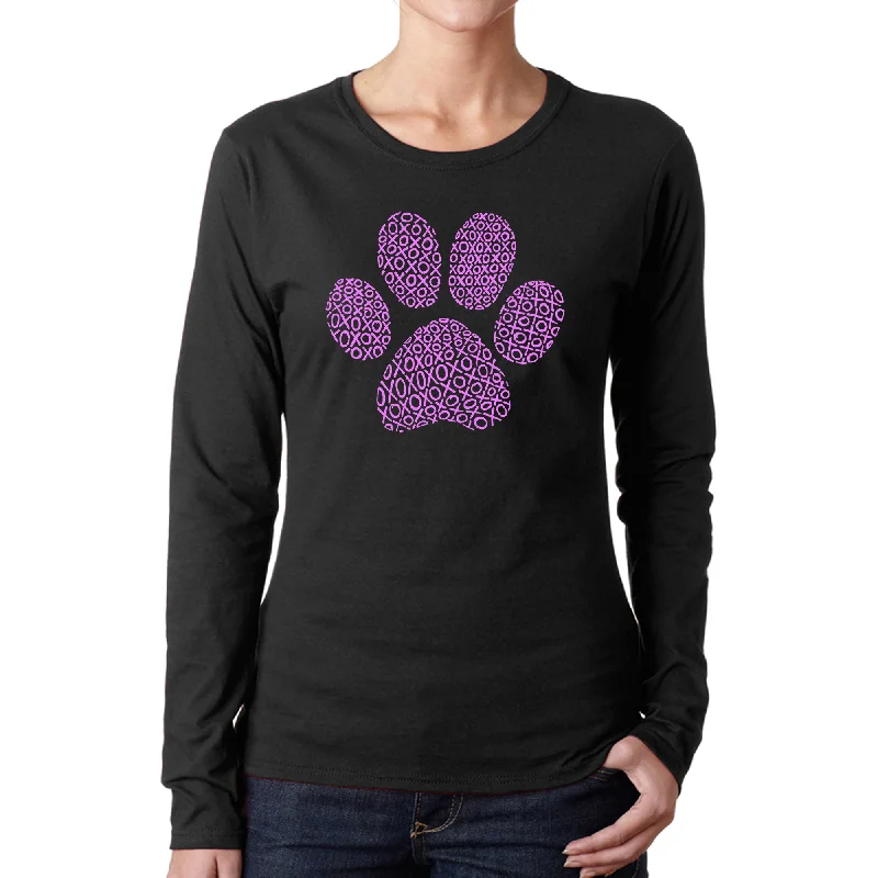 XOXO Dog Paw  - Women's Word Art Long Sleeve T-Shirt