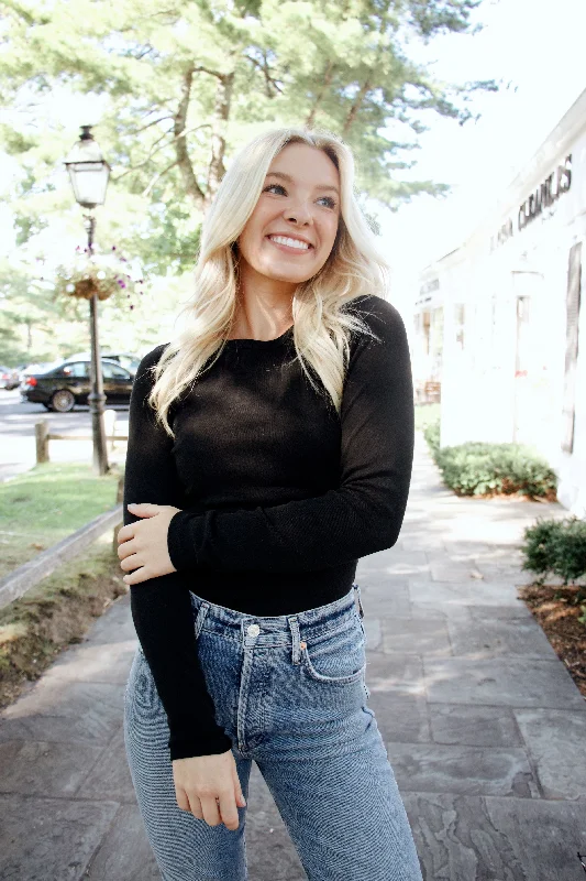 Long Sleeve Crew Neck in Black