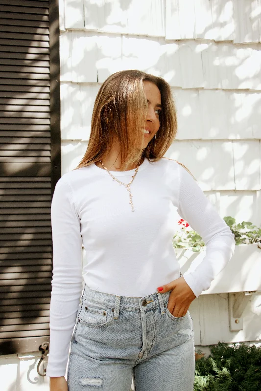 Long Sleeve Crew Neck in White