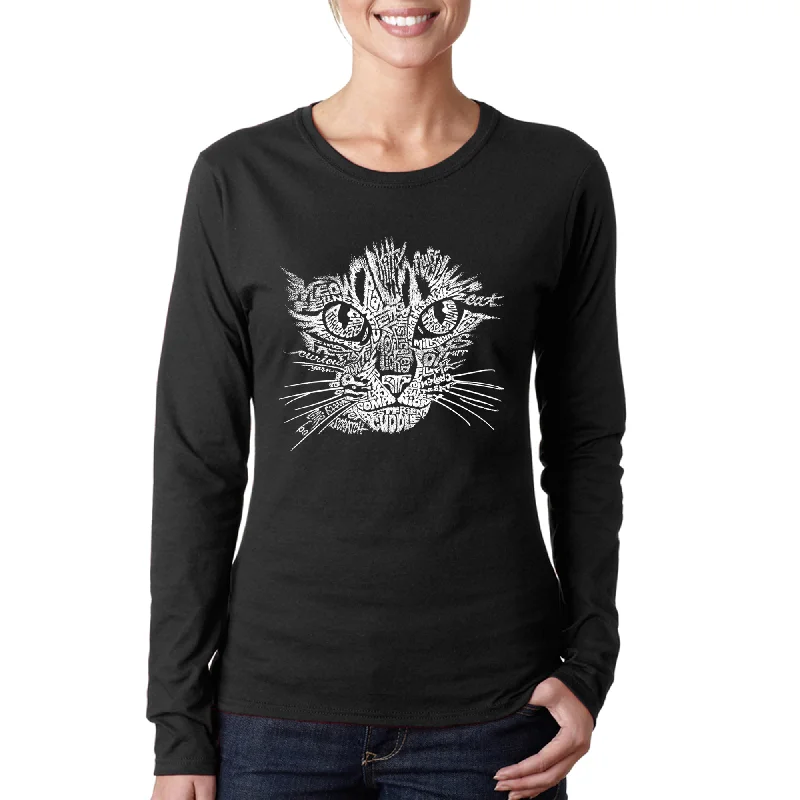 Cat Face  - Women's Word Art Long Sleeve T-Shirt