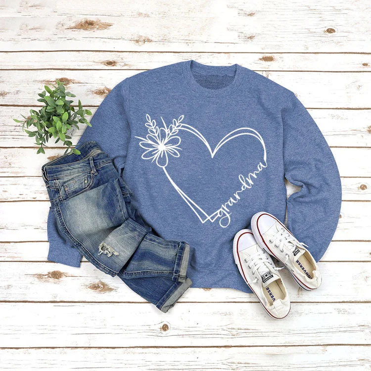 Long Sleeve Grandma Printed Loose Sweater