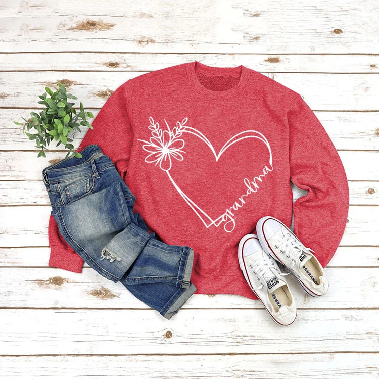 Red sweater white font