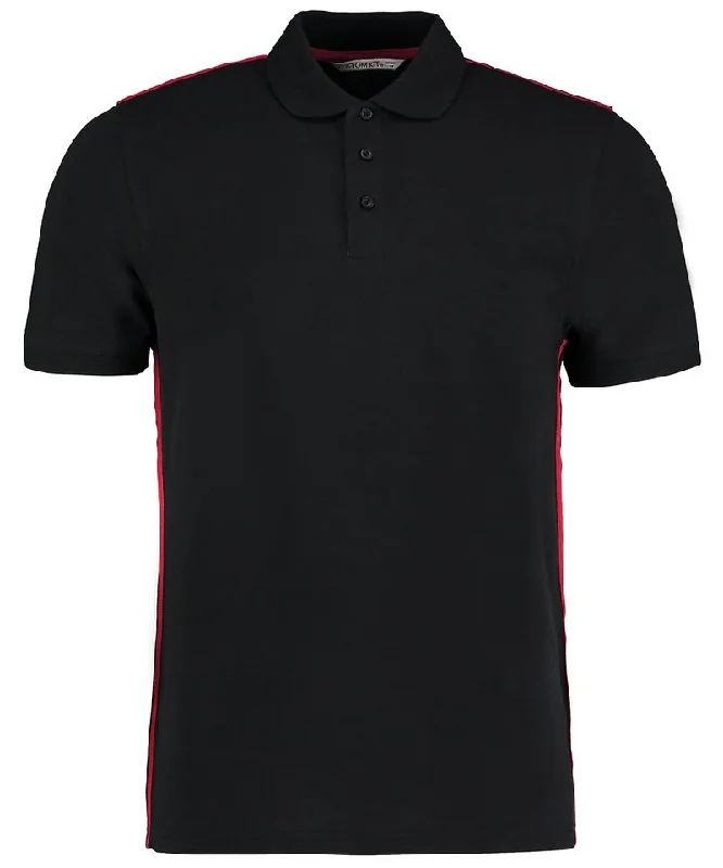 Patched polo shirtBlack/Red - Team style slim fit polo shirt