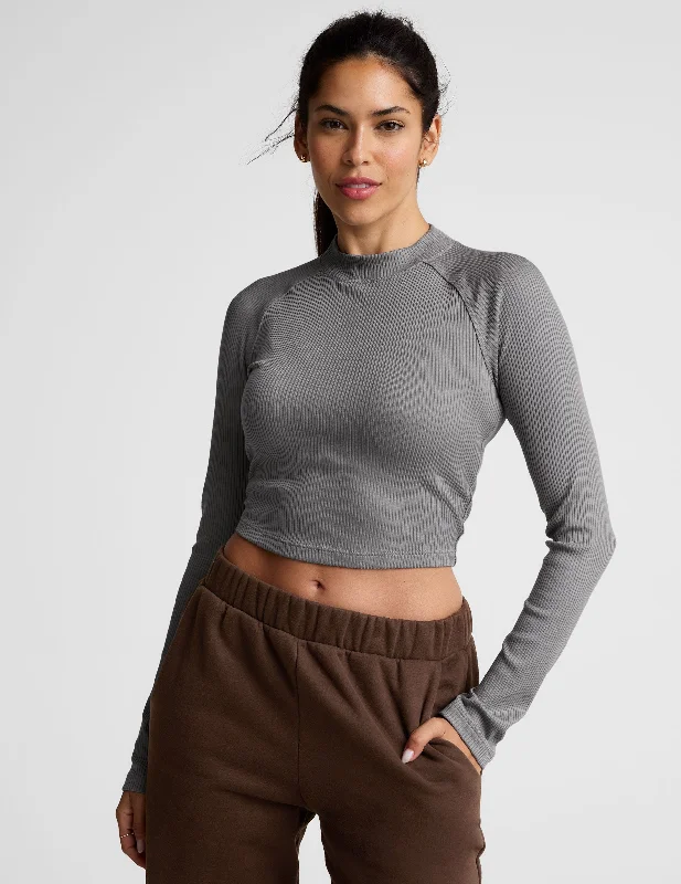 Contours Mock Neck Cropped Top