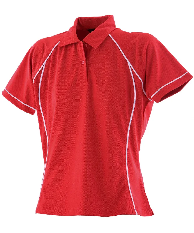 Silk polo shirtRed/White - Women's piped performance polo