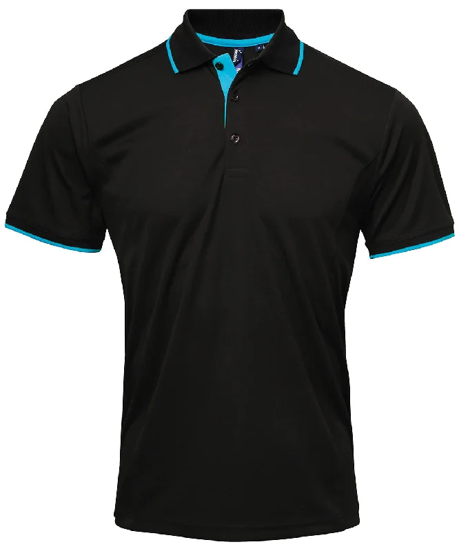 Travel polo shirtBlack/Turquoise - Contrast Coolchecker® polo