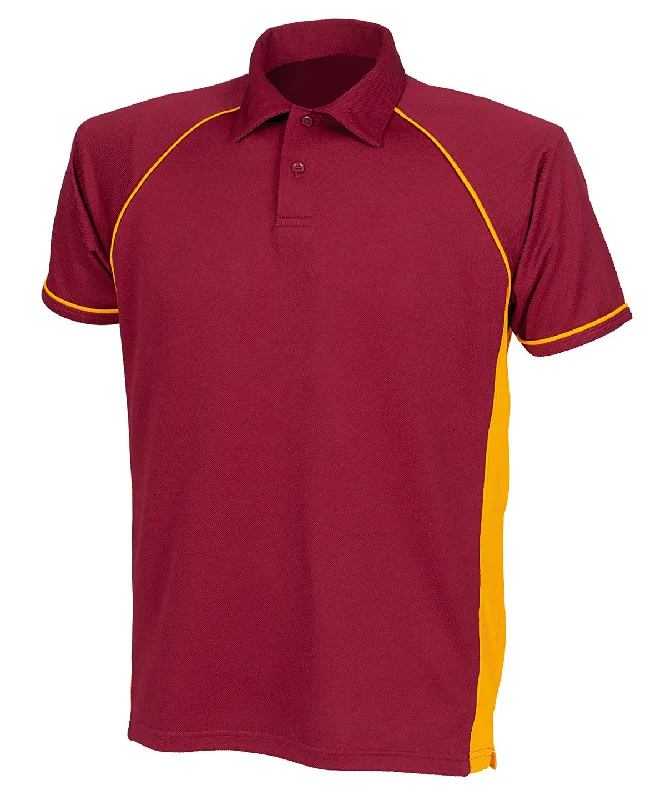 Quilted polo shirtMaroon/Amber/Amber - Piped performance polo