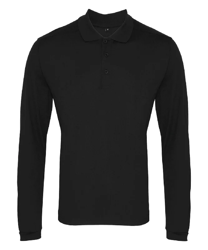 Evening polo shirtBlack - Long sleeve Coolchecker® piqué polo