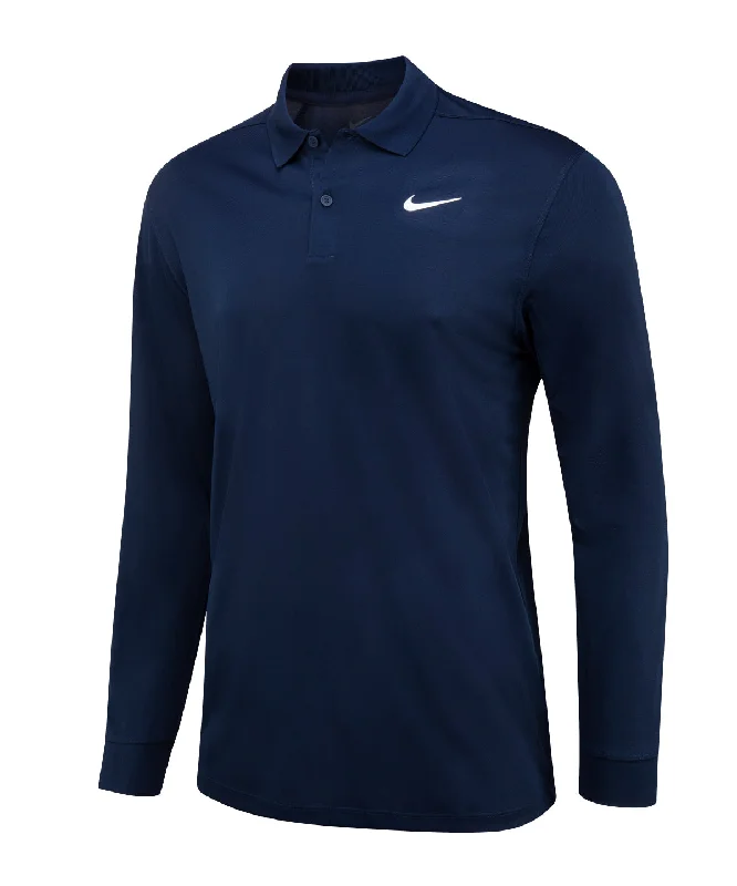 Minimalist polo shirtCollege Navy/White - Nike Dri-FIT Victory solid long sleeve polo