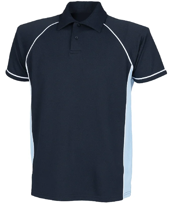 Neutral polo shirtNavy/Sky/White - Kids piped performance polo