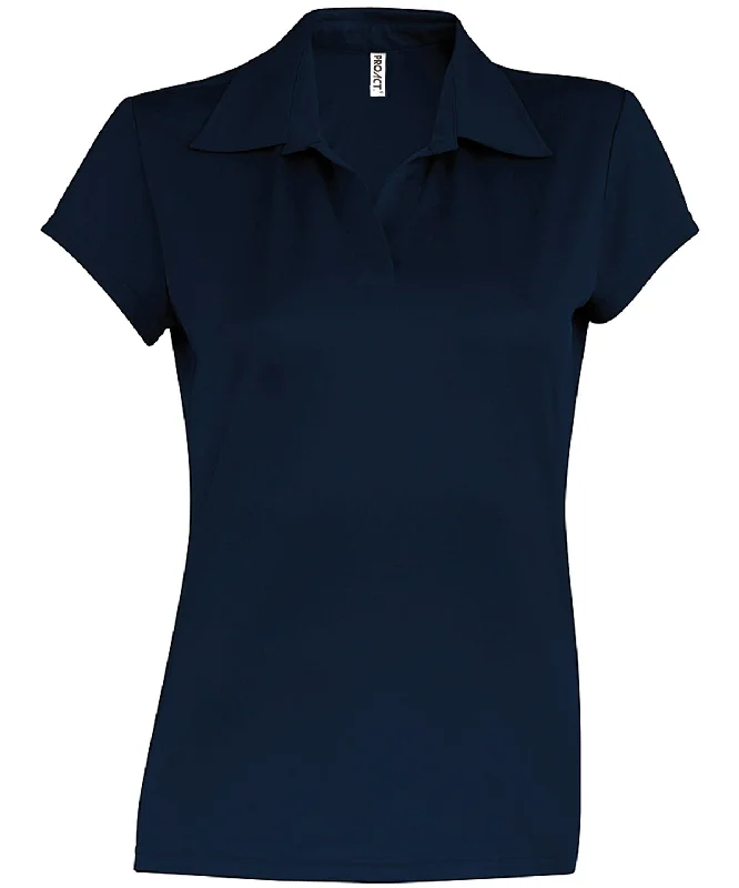 Zip-up polo shirtNavy - Ladies' short-sleeved polo shirt