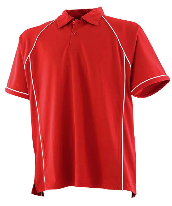 Thermal polo shirtRed/White* - Piped performance polo (C)