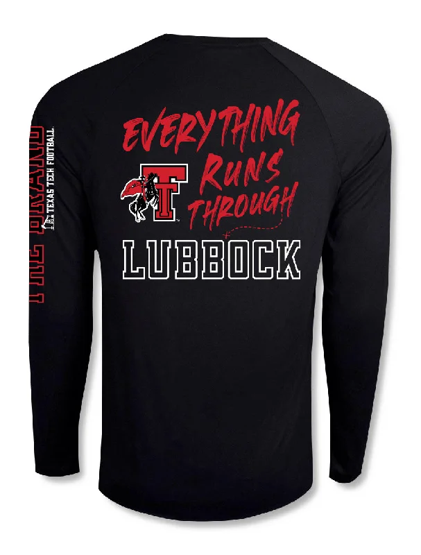 Texas Tech "Everything Runs Through Lubbock" Athletic Black Long Sleeve T-Shirt