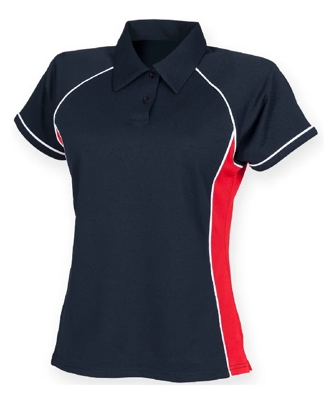 Wool polo shirtNavy/Red/White - Women's piped performance polo