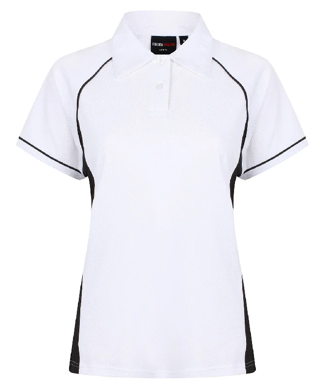 Sheer polo shirtWhite/Black/Black - Women's piped performance polo