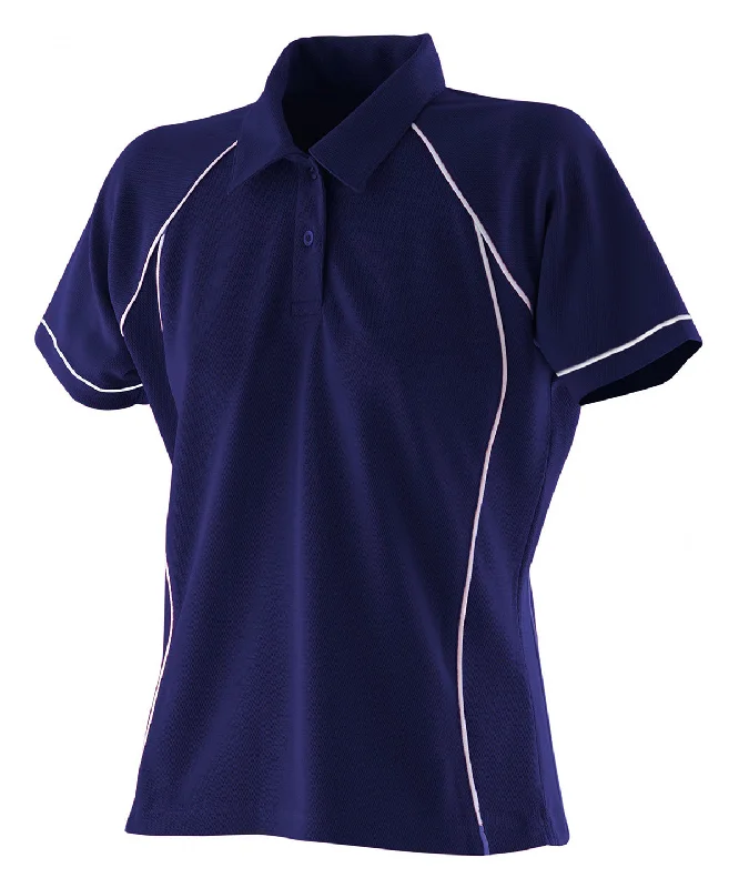 Polyester polo shirtNavy/White - Women's piped performance polo