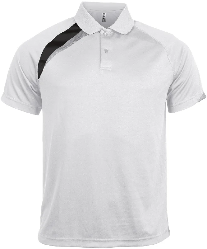 Polka dot polo shirtWhite/Black/Storm Grey - Adults' short-sleeved sports polo shirt