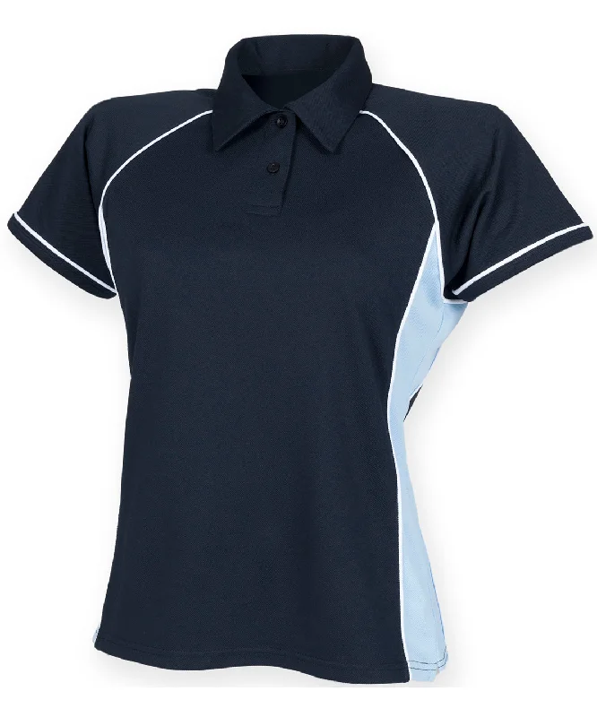 Cashmere polo shirtNavy/Sky/White - Women's piped performance polo