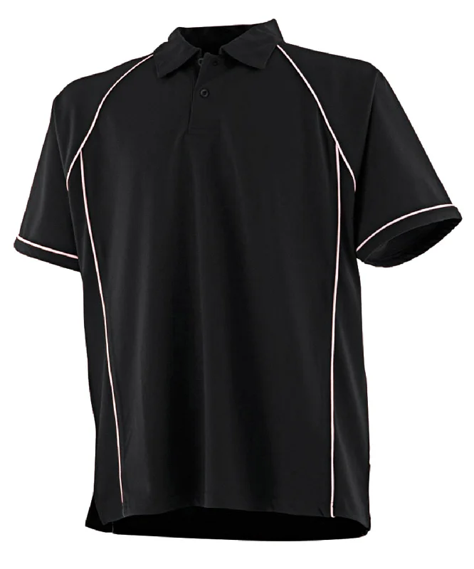 Travel polo shirtBlack/White*† - Piped performance polo