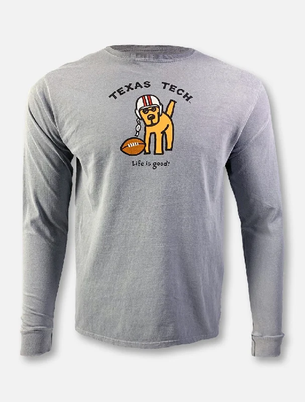 Texas Tech Red Raiders Life Is Good "Football Dog" Grey Long Sleeve T-Shirt