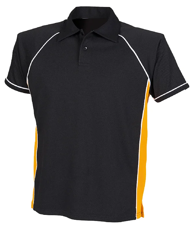 Office polo shirtBlack/Amber/White - Piped performance polo