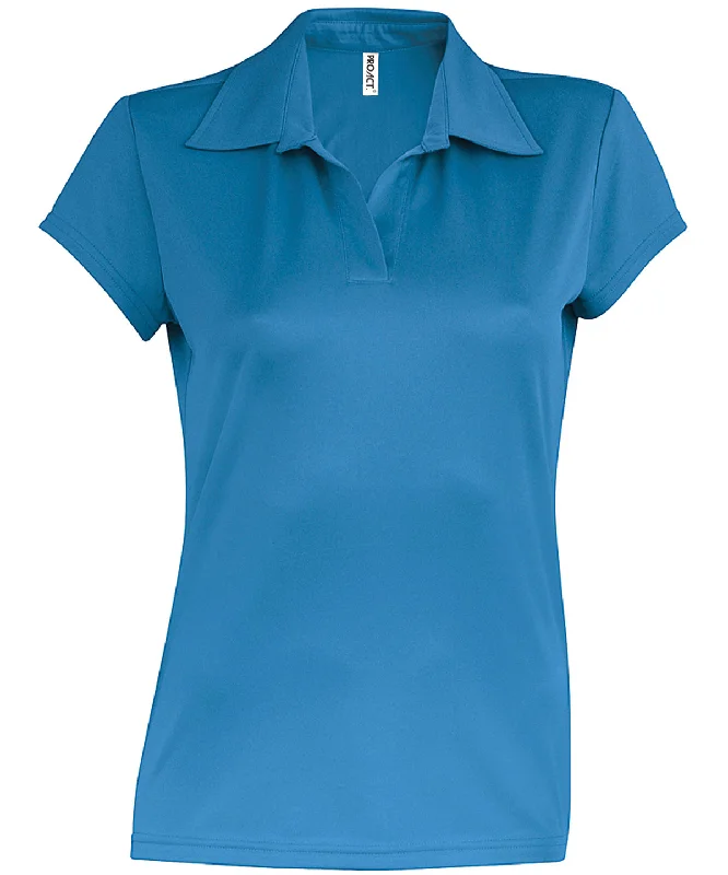 Solid polo shirtAqua Blue - Ladies' short-sleeved polo shirt