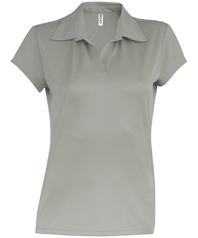 Mandarin collar polo shirtFine Grey - Ladies' short-sleeved polo shirt