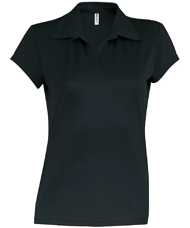 Band collar polo shirtBlack - Ladies' short-sleeved polo shirt