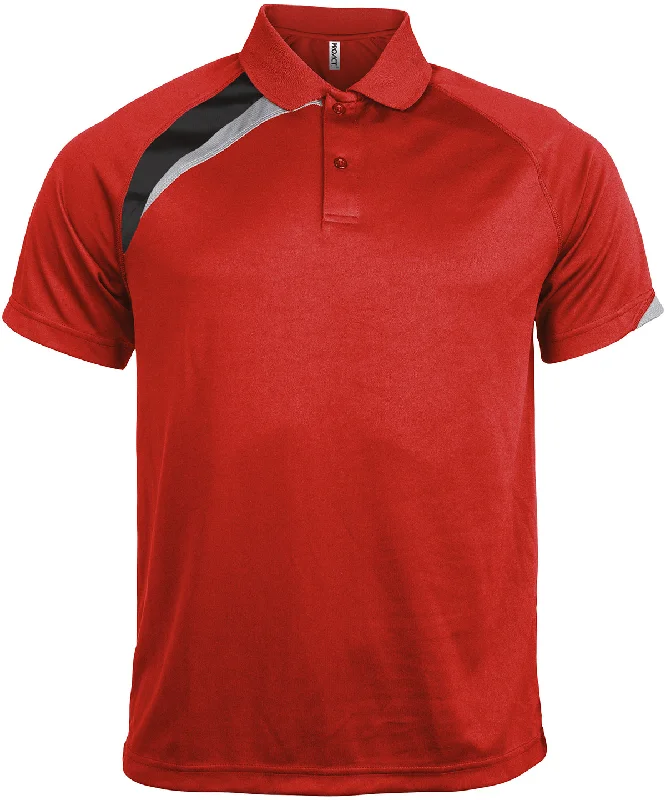 Checkered polo shirtRed/Black/Storm Grey - Adults' short-sleeved sports polo shirt