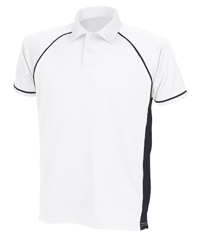 UV-protection polo shirtWhite/Black/Black - Piped performance polo