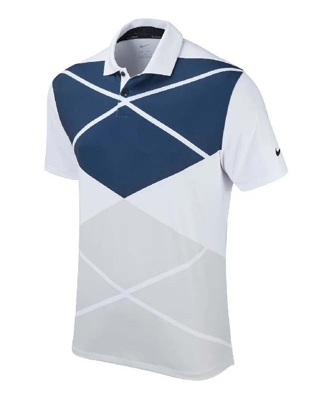 Moisture-wicking polo shirtWhite/Black - Nike Vapor argyle print polo