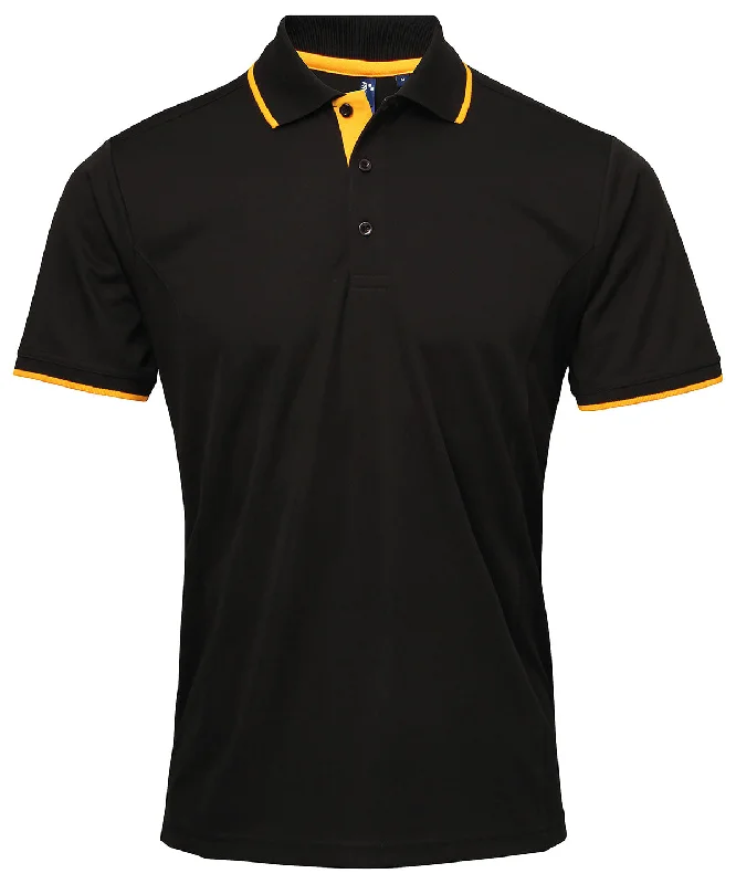 Lounge polo shirtBlack/Sunflower - Contrast Coolchecker® polo