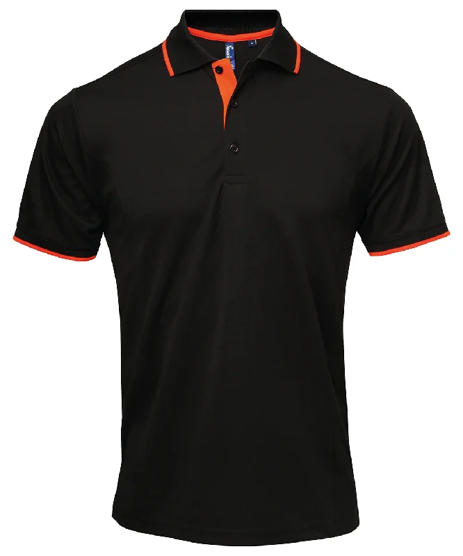 Office polo shirtBlack/Orange - Contrast Coolchecker® polo