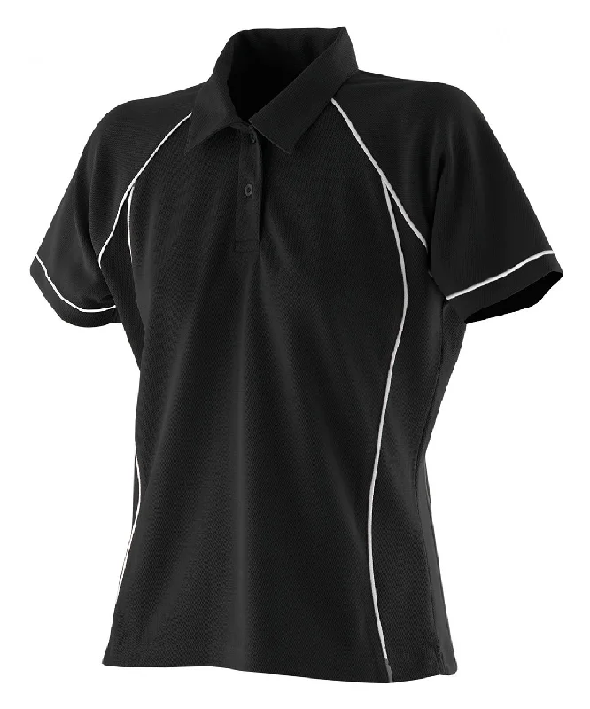 Moisture-wicking polo shirtBlack/White - Women's piped performance polo