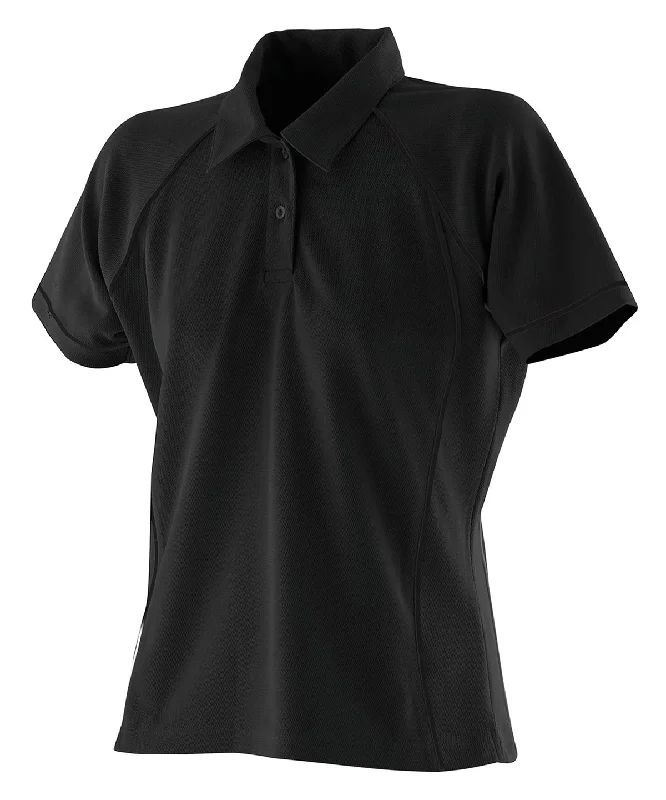 Breathable polo shirtBlack/Black - Women's piped performance polo