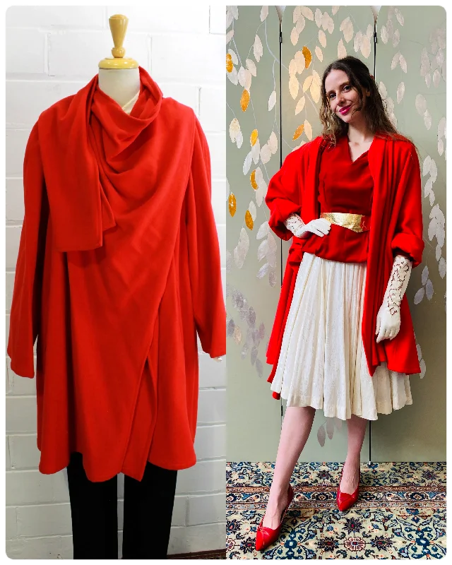 Linen JacketsVintage 1980s Red Karl Lagerfeld Cashmere Wool Coat, Large