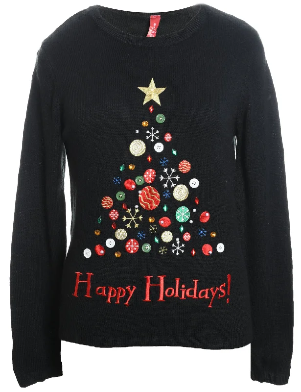 Sequined JacketsBlack Christmas Jumper - M