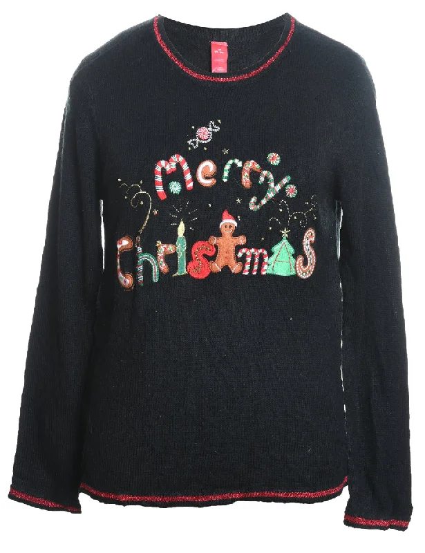 Denim JacketsBlack Christmas Jumper - M