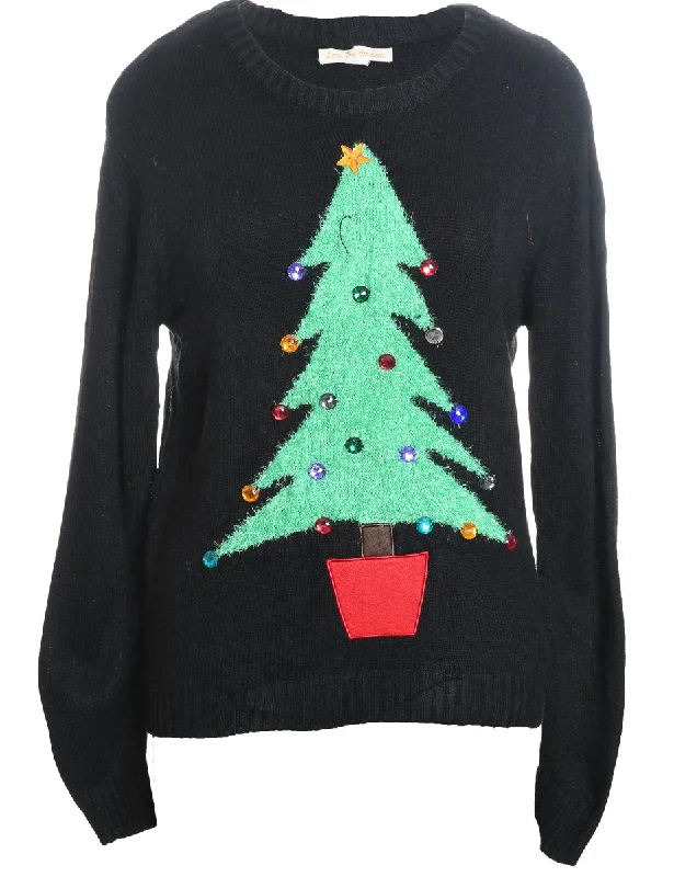 Trench CoatsBlack Christmas Jumper - M