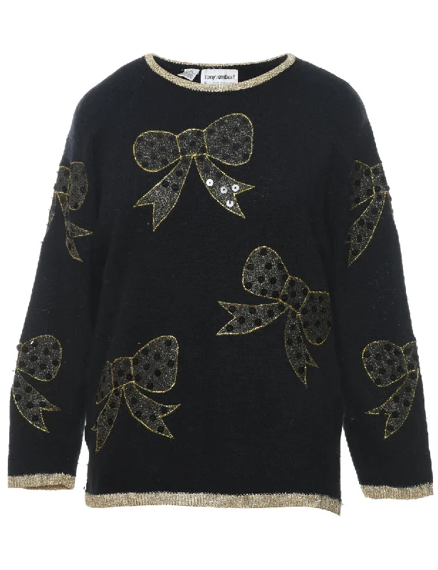 Nylon JacketsBlack Christmas Jumper - S