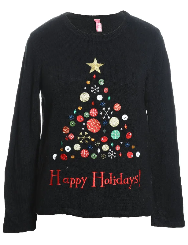 Cotton JacketsBlack Christmas Jumper - S