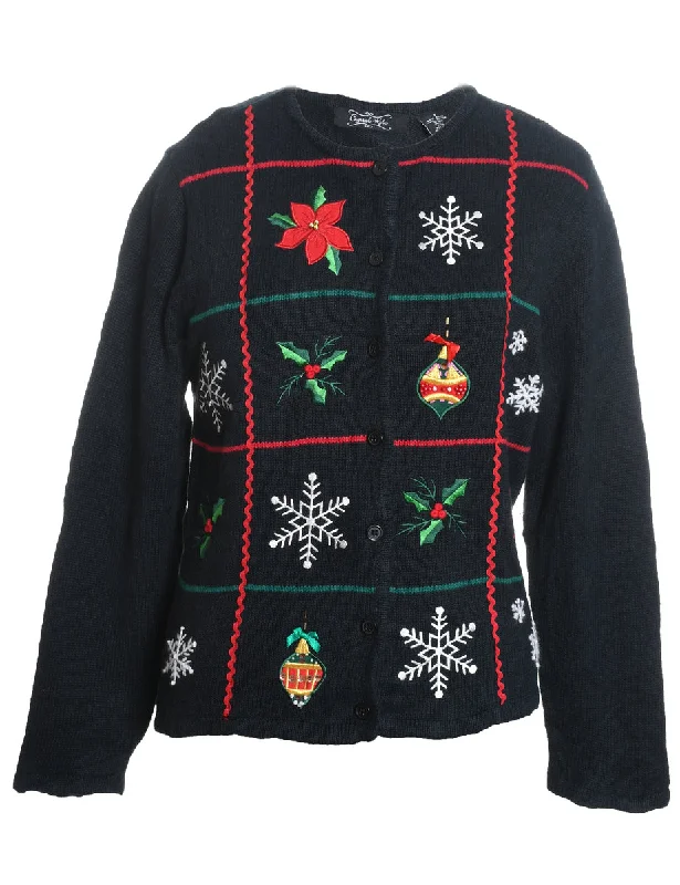 Suede JacketsBlack Christmas Jumper - S