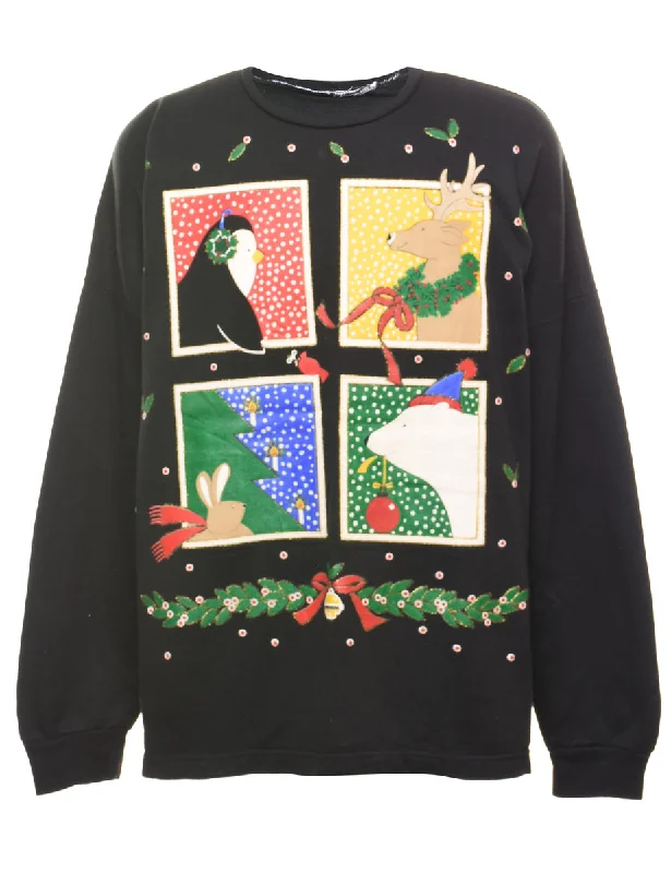 Thermal JacketsBlack Christmas Sweatshirt - L