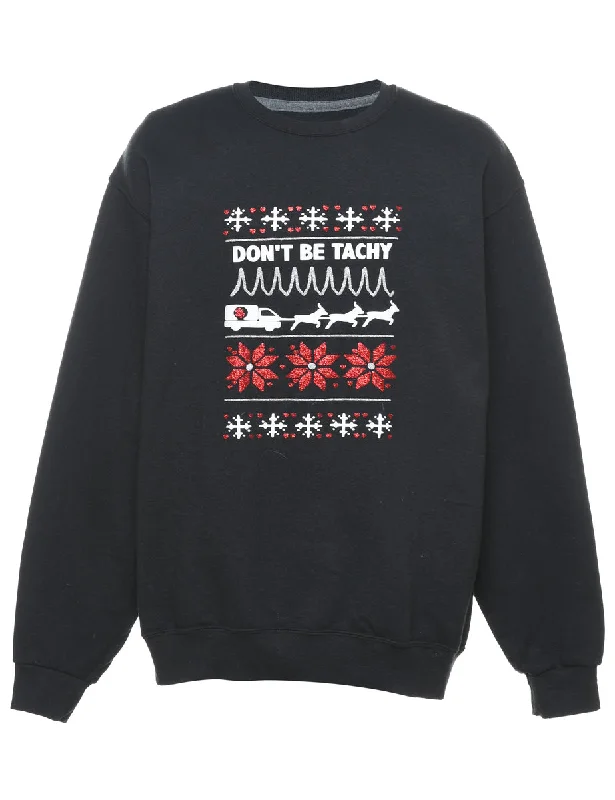 Ski JacketsBlack Christmas Sweatshirt - L