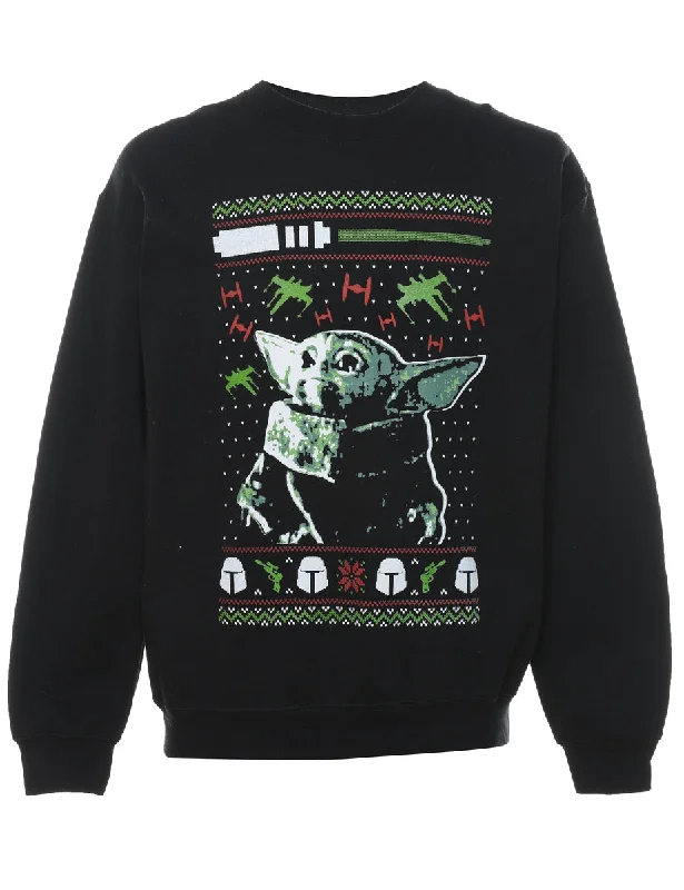 Lace-Up JacketsBlack Christmas Sweatshirt - M