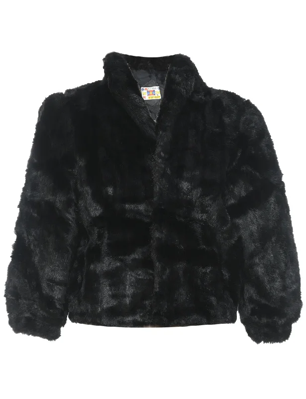 Varsity JacketsBlack Classic Faux Fur Coat - L