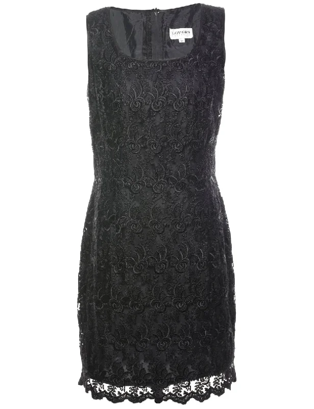 Work JacketsBlack Classic Lace Evening Dress - M