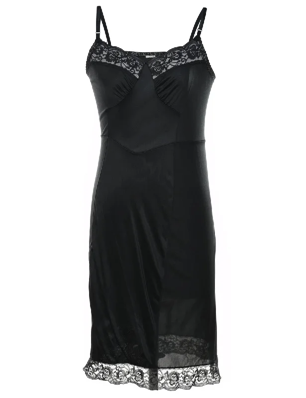 Retro JacketsBlack Classic Lace Slip Dress - XS