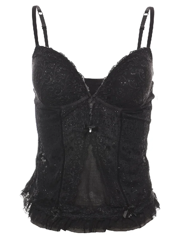 Sports Team JacketsBlack Classic Lace Sparkly Bustier - S